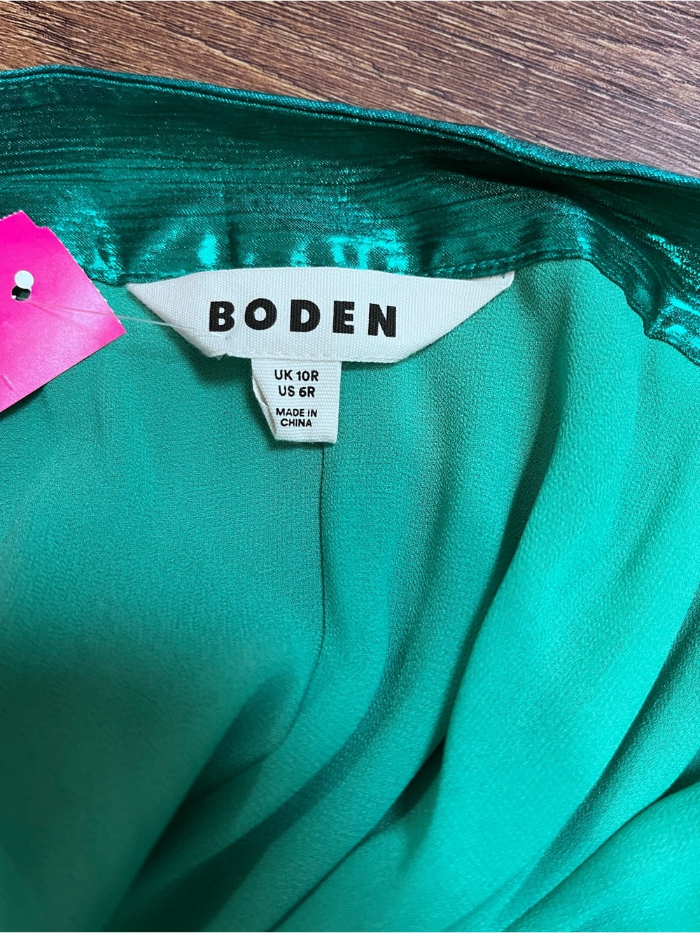 Boden Green Camilla Metallic Pleated Skirt Size 6 - Picture 6 of 7